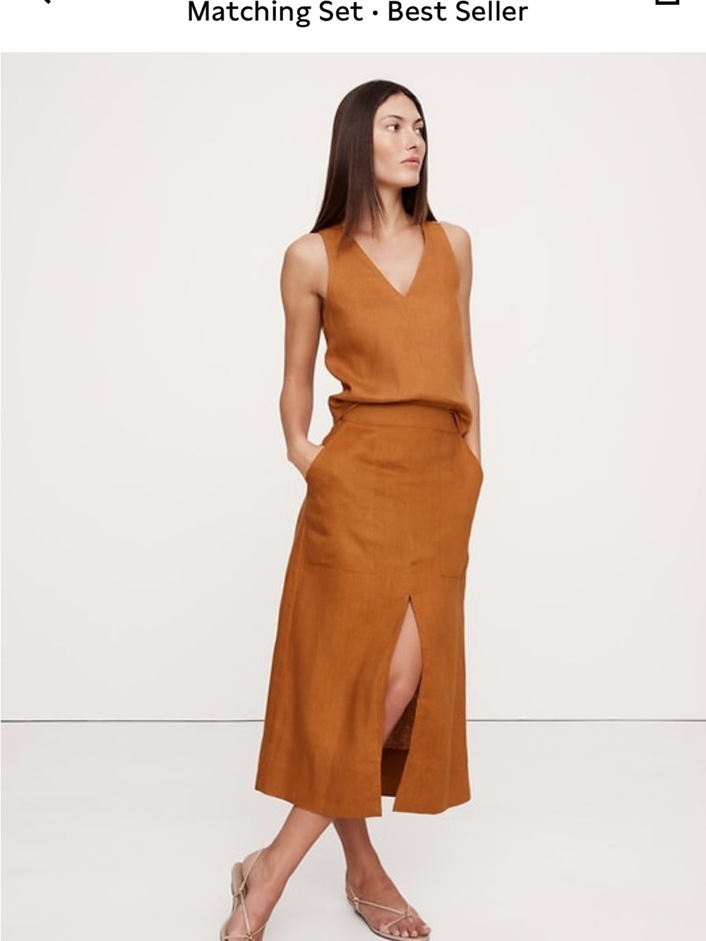 Banana Republic Rust Midi Skirt with Front Slit